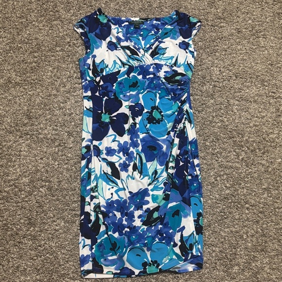 Ralph Lauren Blue and White Floral Midi Dress - Picture 2 of 8